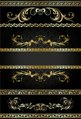 Wall Mural - Golden vintage borders, set decorations