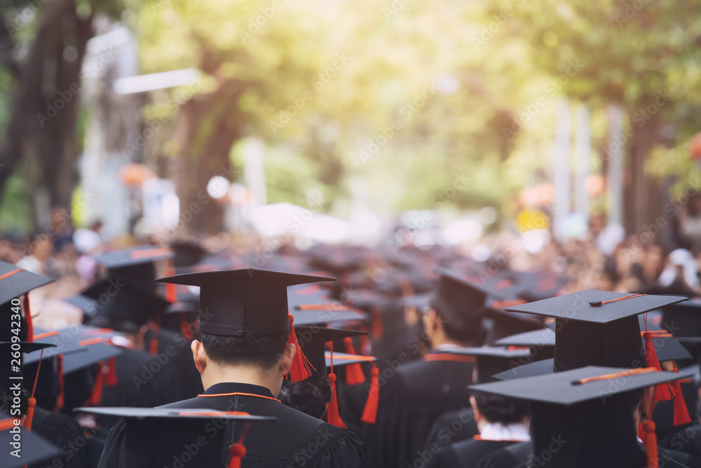 backside graduation hats during commencement success graduates of the ...