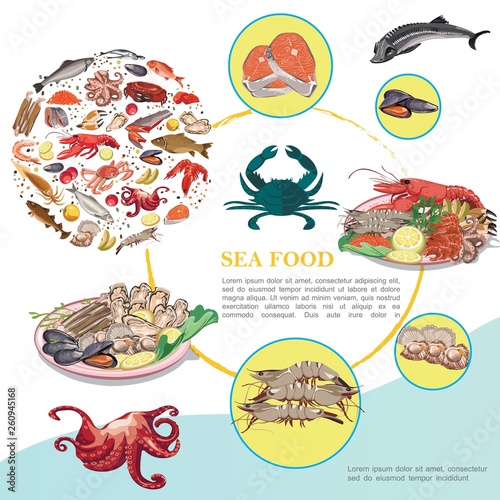 Flat Seafood Colorful Template