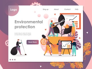 Poster - Environmental protection vector website landing page design template