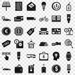 Poster - Economy icons set. Simple style of 36 economy vector icons for web for any design