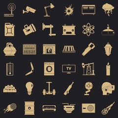 Poster - Useful energy icons set. Simple style of 36 useful energy vector icons for web for any design