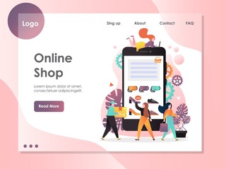 Aufkleber - Online shop vector website landing page design template