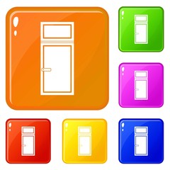 Poster - Wooden window icons set collection vector 6 color isolated on white background