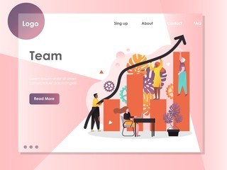 Poster - Team vector website landing page design template