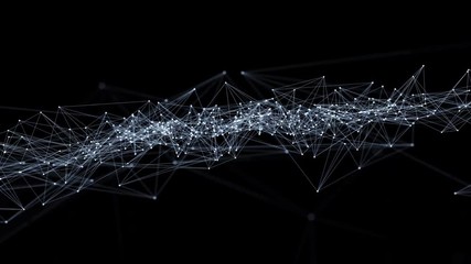 Poster - Communication network concept. Wire frame. 3D illustration.