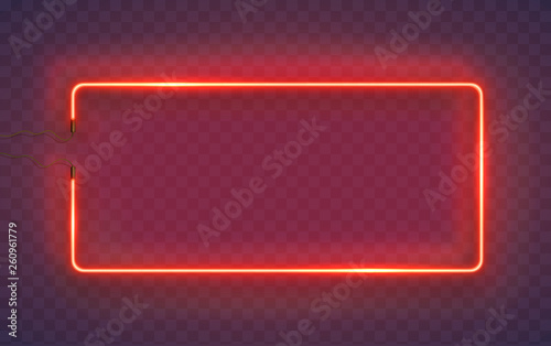 Cuadros en Lienzo Neon rectangle lamp wall sign isolated on transparent background