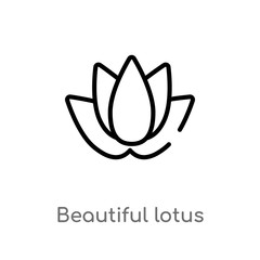 Wall Mural - outline beautiful lotus flower vector icon. isolated black simple line element illustration from nature concept. editable vector stroke beautiful lotus flower icon on white background