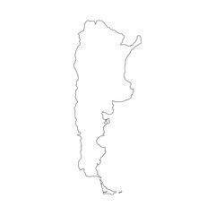 Wall Mural - Argentina map with country borders, thin black outline on white background. High detailed vector map with counties/regions/states - Argentina. contour, shape, outline, on white.