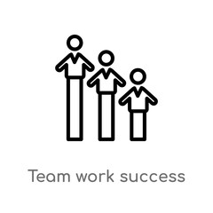 Wall Mural - outline team work success vector icon. isolated black simple line element illustration from people concept. editable vector stroke team work success icon on white background