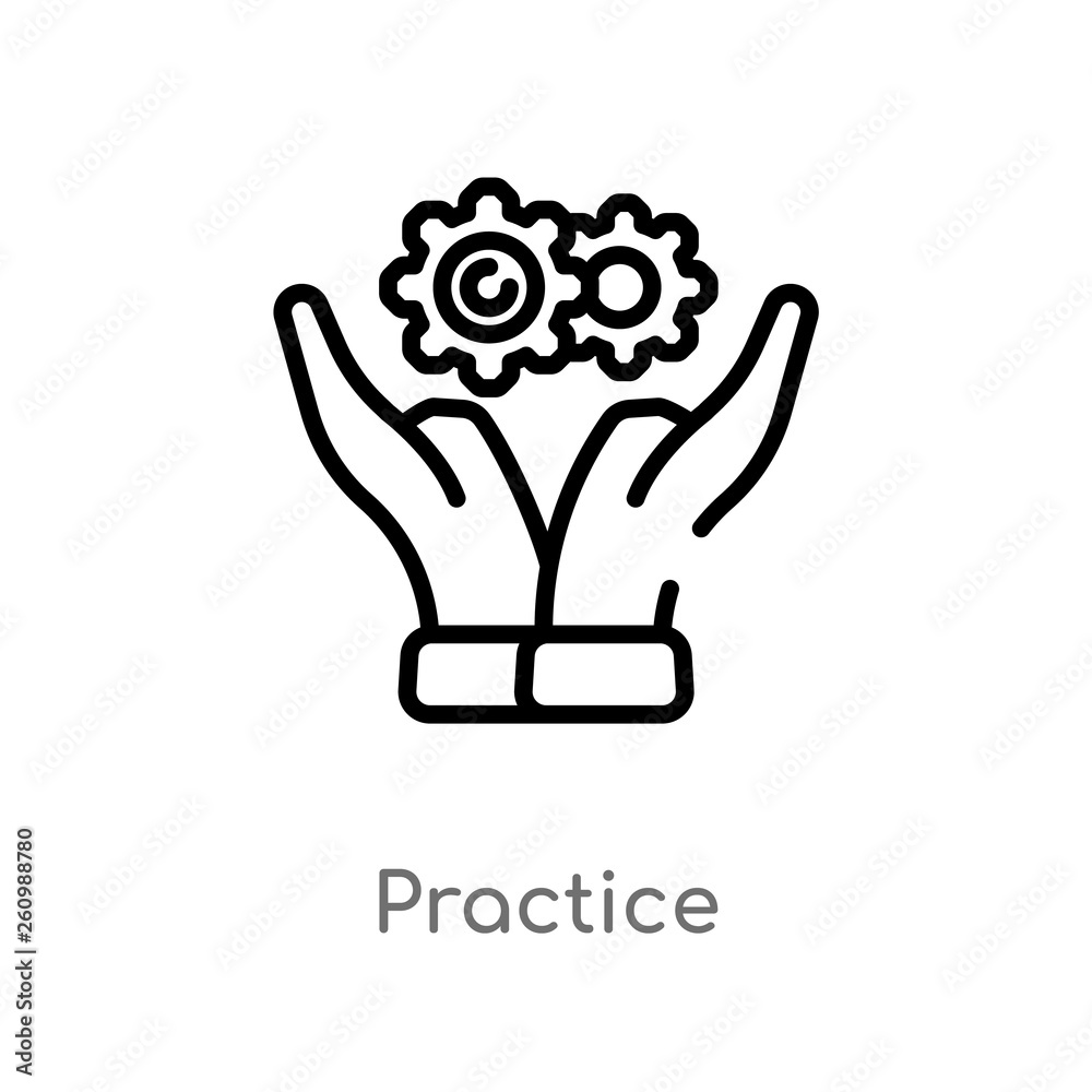 outline practice vector icon. isolated black simple line element ...