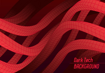 Aufkleber - Abstract background with 3D grid lines waving