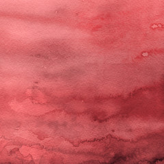 Red ink and watercolor texture on white paper background. Paint leaks and ombre effects. Hand painted abstract image.