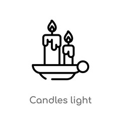 Poster - outline candles light vector icon. isolated black simple line element illustration from security con