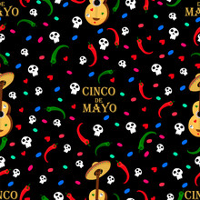 Cinco De Mayo. Traditional Mexican Holiday. Seamless Vector Pattern