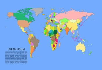 Aufkleber - World map. Color vector image of a global map of the world. Easy to edit