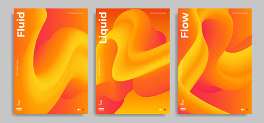 Wall Mural - Set of trendy abstract design templates with 3d flow shapes. Dynamic gradient composition. Applicable for covers, brochures, flyers, presentations, banners. Vector illustration. Eps10