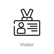 outline visitor vector icon. isolated black simple line element illustration from strategy concept. editable vector stroke visitor icon on white background