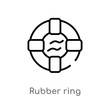 outline rubber ring vector icon. isolated black simple line element illustration from summer concept. editable vector stroke rubber ring icon on white background