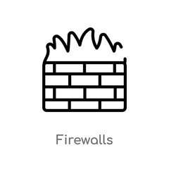 Poster - outline firewalls vector icon. isolated black simple line element illustration from technology conce