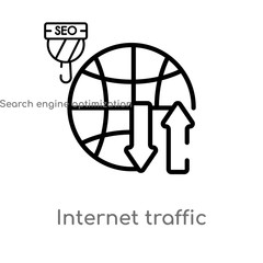 Poster - outline internet traffic vector icon. isolated black simple line element illustration from technolog