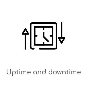 outline uptime and downtime vector icon. isolated black simple line element illustration from technology concept. editable vector stroke uptime and downtime icon on white background