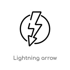 Wall Mural - outline lightning arrow vector icon. isolated black simple line element illustration from technology concept. editable vector stroke lightning arrow icon on white background