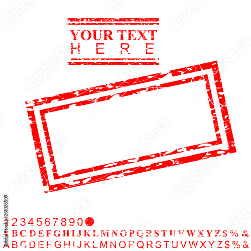 Template Rectangle Red Grunge Rubber Stamp Effect For Your Element