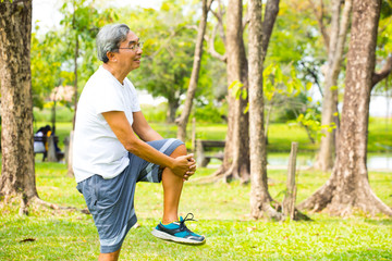 elderly old man exercise in the park