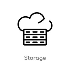 Poster - outline storage vector icon. isolated black simple line element illustration from big data concept. 