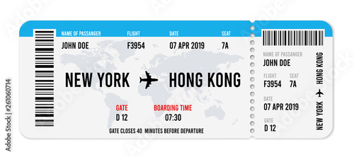 Fotografía Realistic airline ticket design with passenger name