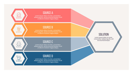 Sticker - Business infographic. Organization chart with 4 options. Vector template.