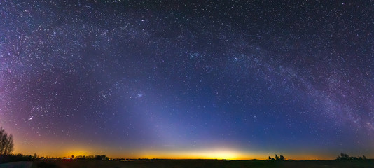 Wall Mural - Panorama of Zodiacal light and the Milky Way on a beautiful night