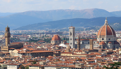 Wall Mural - FLORENCE panoramic view with dome bell tower