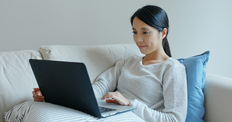 Sticker - Woman work on laptop computer at home