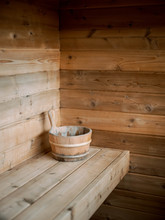 Bench Inside Of A Wood Sauna