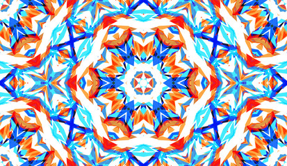Poster - Abstract seamless pattern with kaleidoscope. Bright saturated colors for your design.