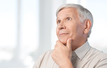 Seniors portrait of sad old caucasian man