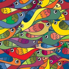 Fototapete - Background of small birds for textile printing, wrapping paper.
