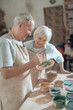 © Yakobchuk Olena - Half length of elderly couple working in potter's studio