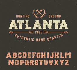 Wall Mural - Atlanta. Serif font. Vintage handmade typeface. Original hand made font and logotype. Hipster style. Retro and vintage hadmade logo and font. Print on clothes, sticker.