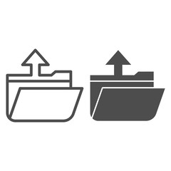 Poster - Folder extraction line and glyph icon. Open folder vector illustration isolated on white. Storage outline style design, designed for web and app. Eps 10.