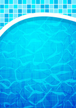Swimming Pool Bottom Caustics Ripple And Flow With Waves Background. Texture Of Water Surface. Overhead View. Vector Illustration.