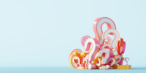 Fototapete - Group of question marks, business concepts; original 3d rendering