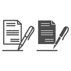 Poster - List and pen line and glyph icon. Record vector illustration isolated on white. Paper outline style design, designed for web and app. Eps 10.