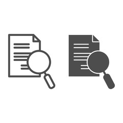 Poster - Lens and list line and glyph icon. Search paper vector illustration isolated on white. Magnifying glass and document outline style design, designed for web and app. Eps 10.