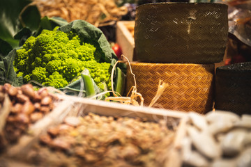 Longing meal direct from the farm grains, cheeses and broccoli.