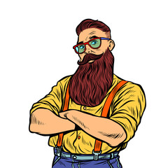 bearded hipster with glasses isolate on white background