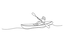 Continuous One Line Drawing Woman In Canoe