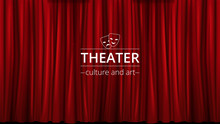 Background With Red Theater Curtains Closed